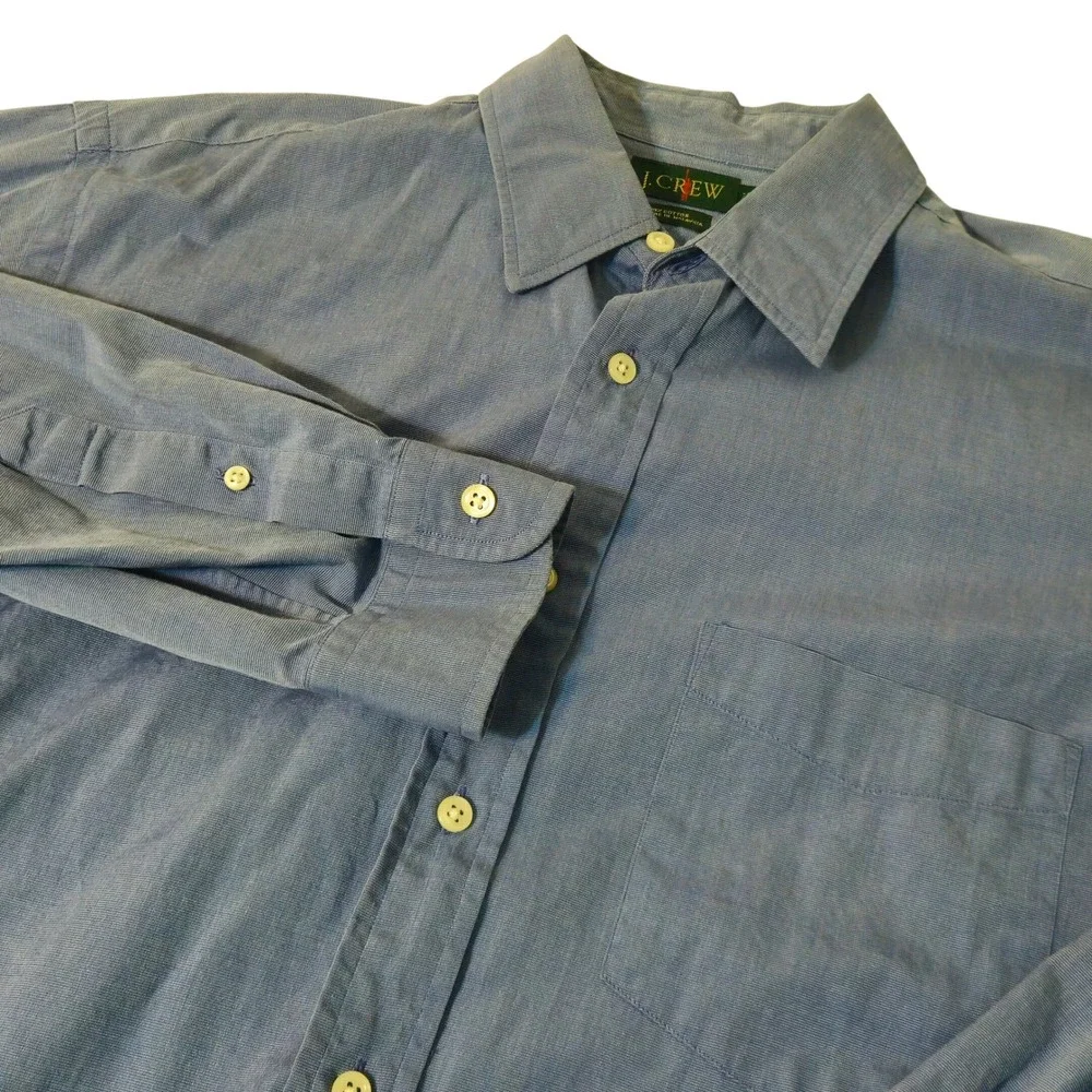 J. Crew OARSMAN ButtonShirt Mens 15.5 32/33 Blue Micro M Check Long Sleeve TWILL